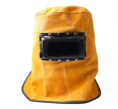 Cabeça protetora de soldagem de couro chapéu de segurança soldador inflamando retardando fr capa de soldagem de couro dividido capa de soldagem