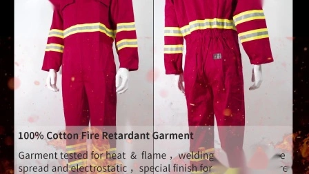 Resistência ao fogo à prova de fogo bombeiro Fr jaqueta de roupas de proteção, calças terno com fita reflexiva em vestuário de trabalho